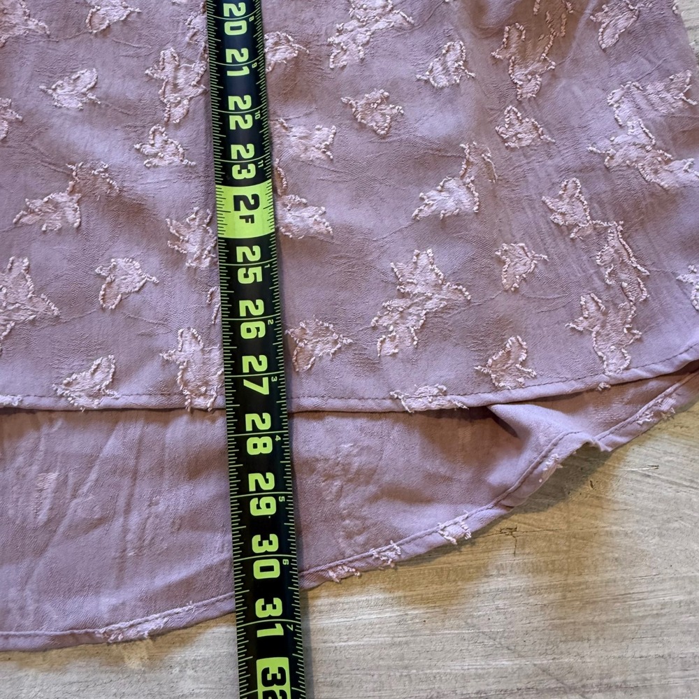 Ces Femme Mauve Pink Floral Jacquard Puff Sleeve Tie Back Mini Dress Size M NWOT - Picture 8 of 8